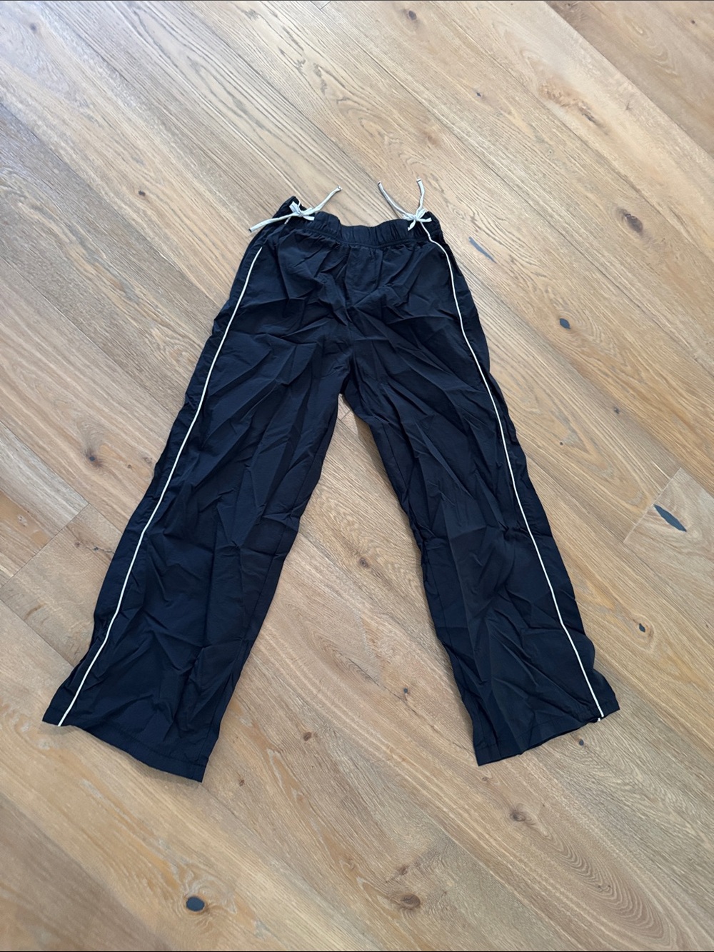 Zara Black Joggers with White Side Piping